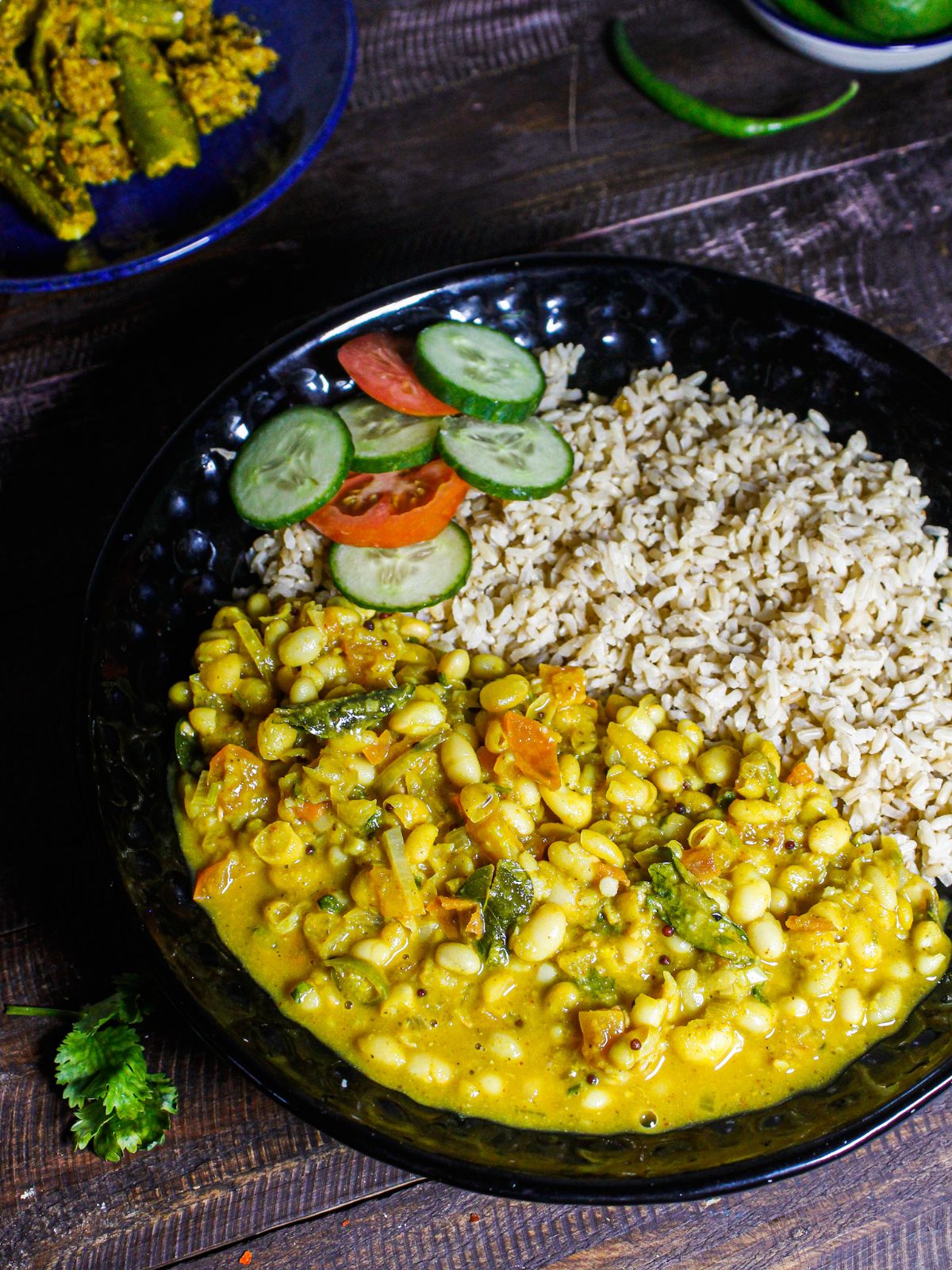 Spicy Soyabean Curry with Brown Rice