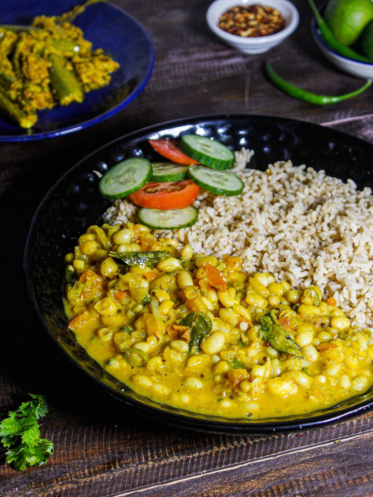Enjoy Soyabean Curry with Brown Rice and salad 