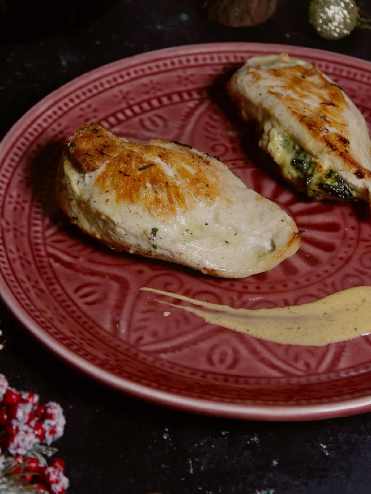 Yummy air fried stuffed chicken breast