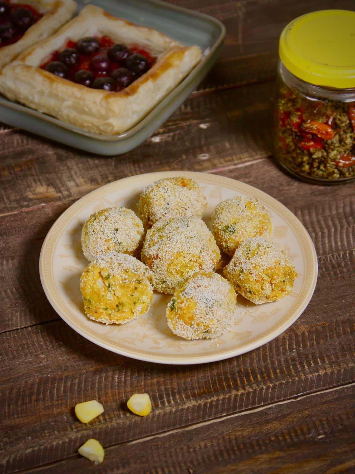 Super crunchy air fried sweet corn vadas