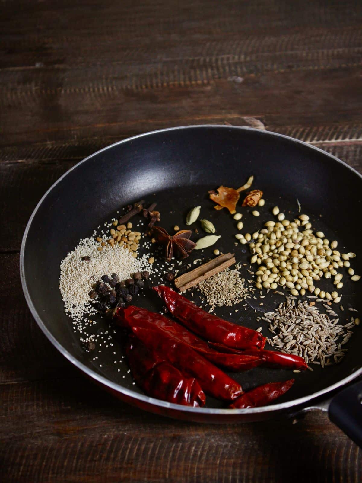 Add all the ingredients of chettinad  masala in a pan and saute 