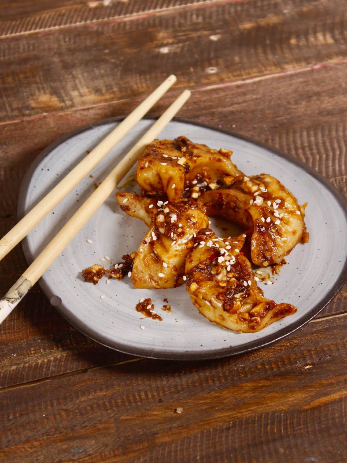 Yummy fried dumpling with spicy sauce