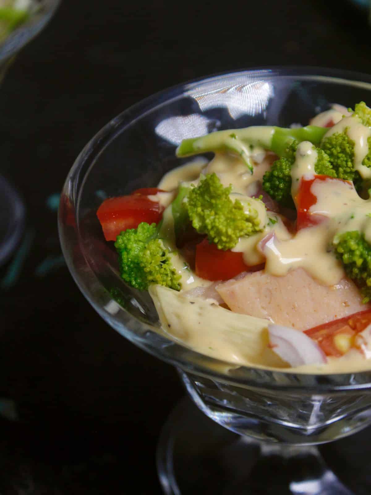 Half cup Layered Christmas Pasta Salad in Cups