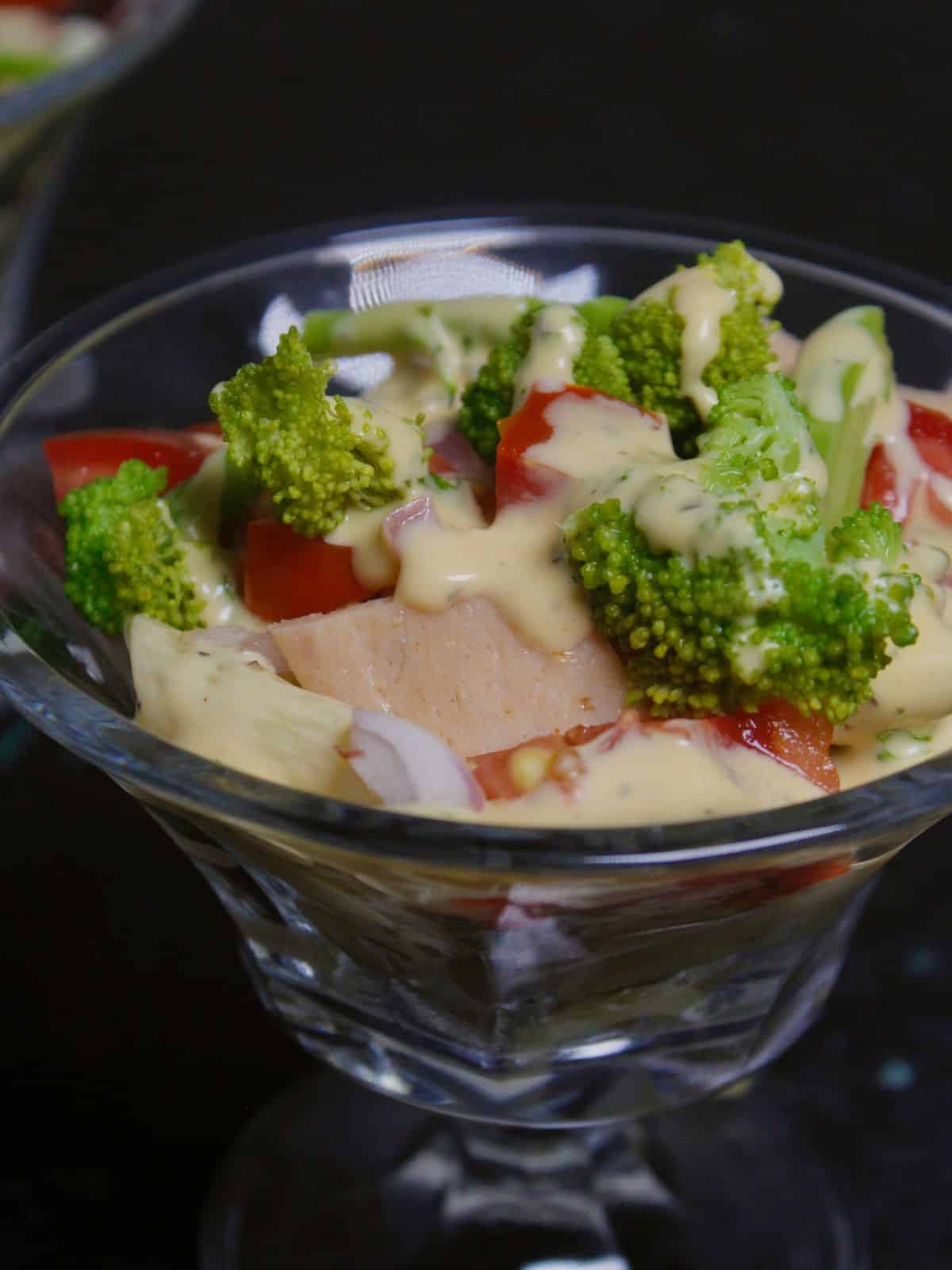 Side zoom in image of Layered Christmas Pasta Salad in Cups