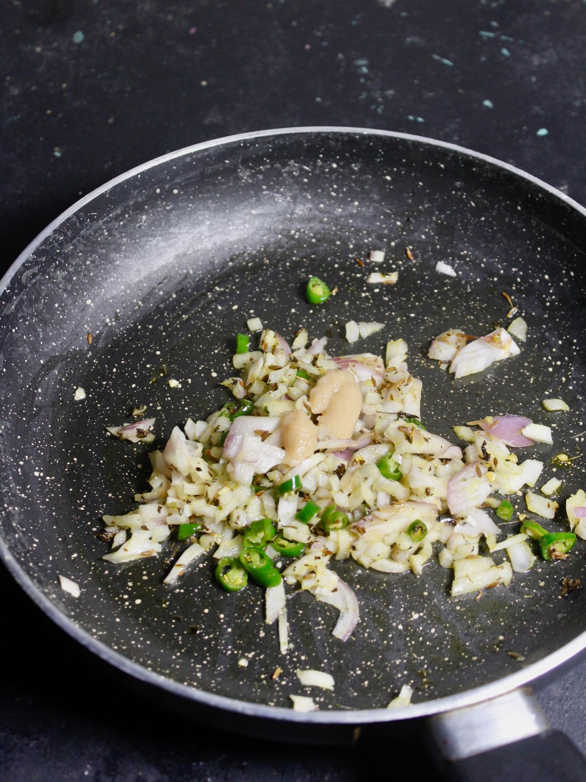 Add ginger garlic paste toe the pan 