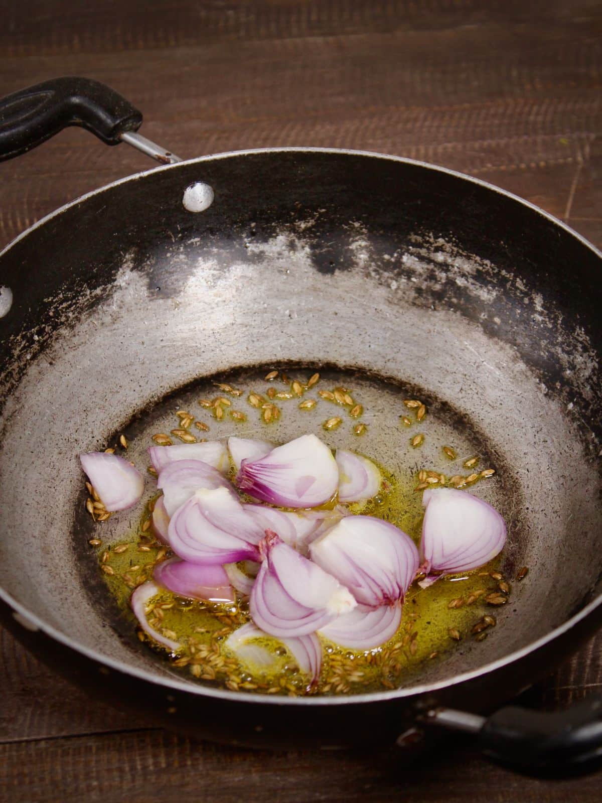 add chopped onions in the pan and saute 