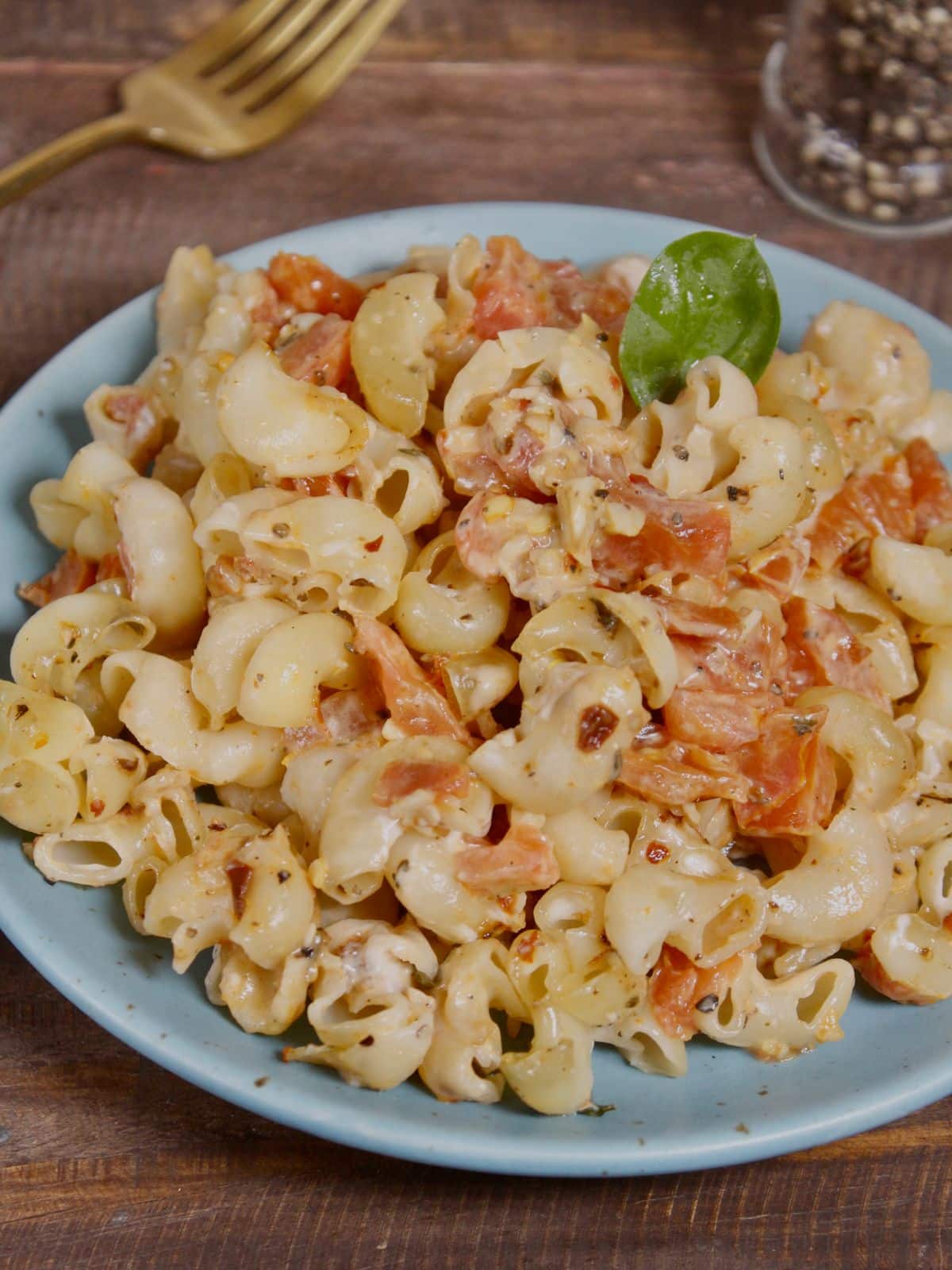 Spicy baked pasta in a casserole