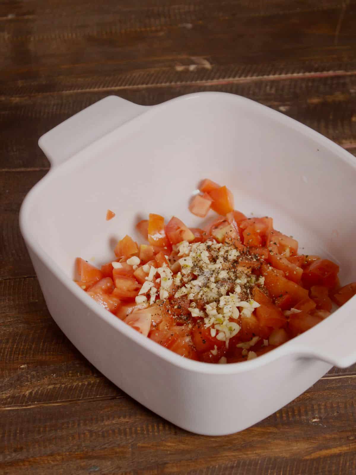 add chopped garlic with salt and pepper to the casserole 