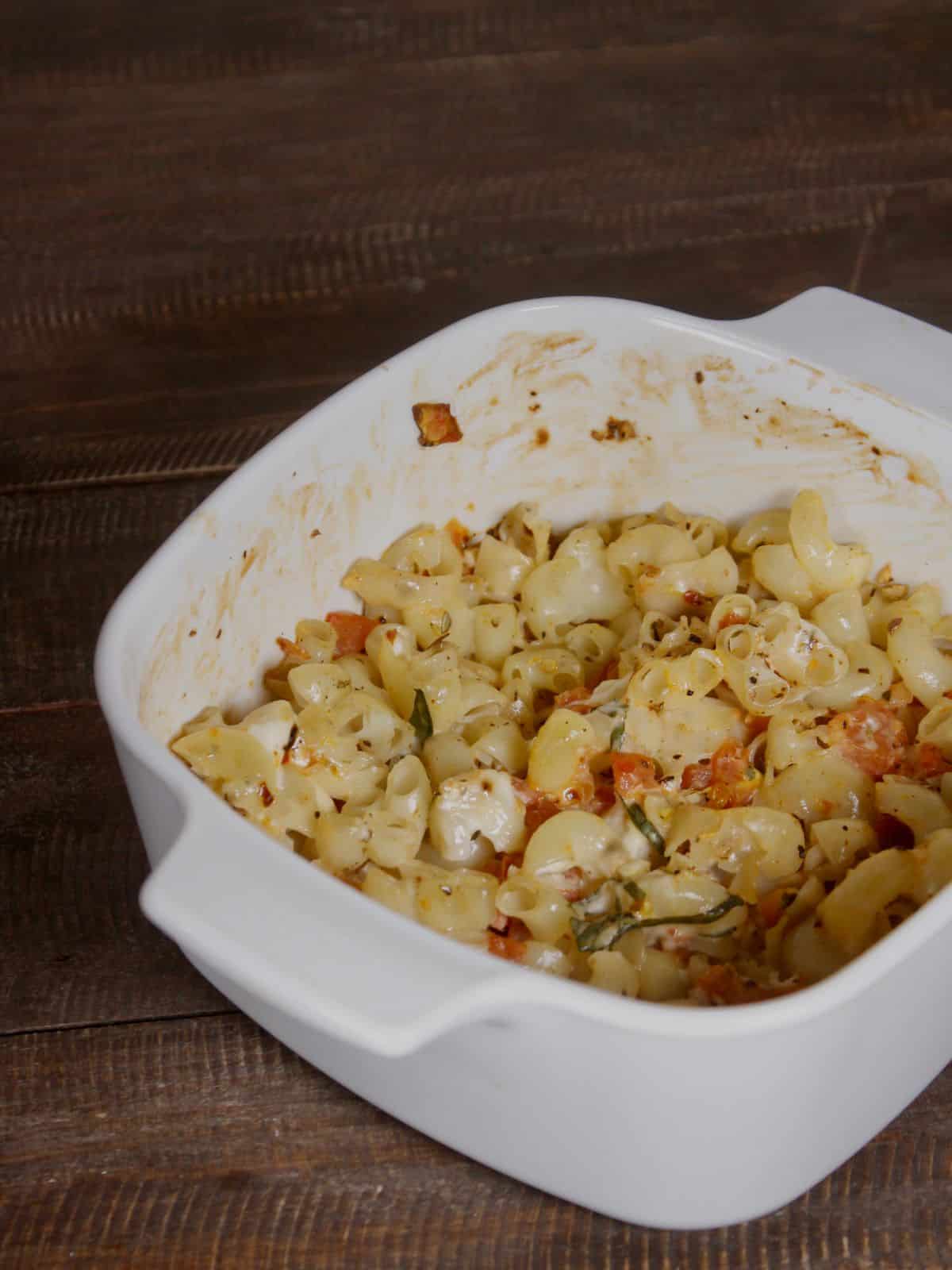 finally baked pasta in a casserole ready to enjoy 