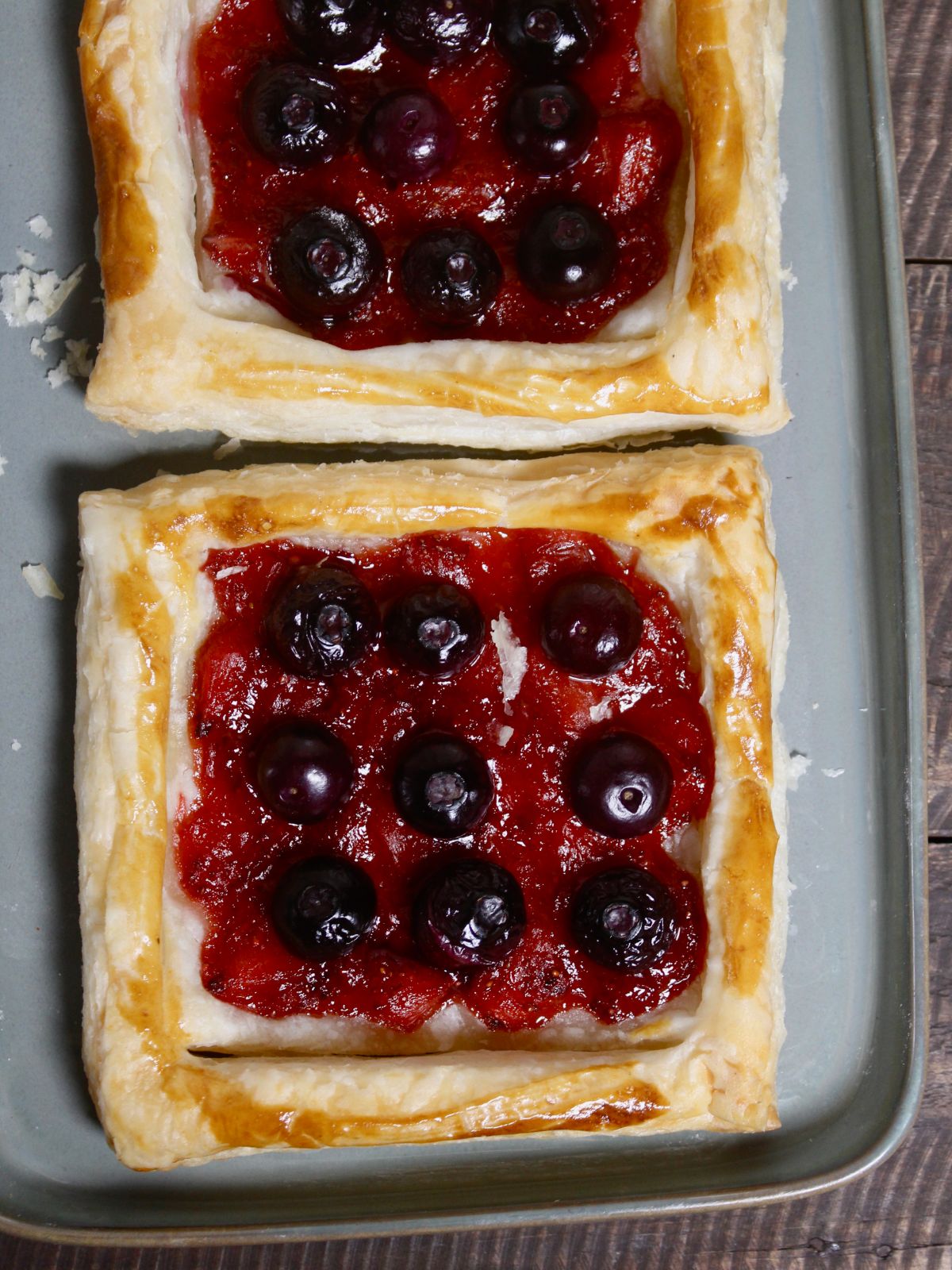 Top view of berry puffs