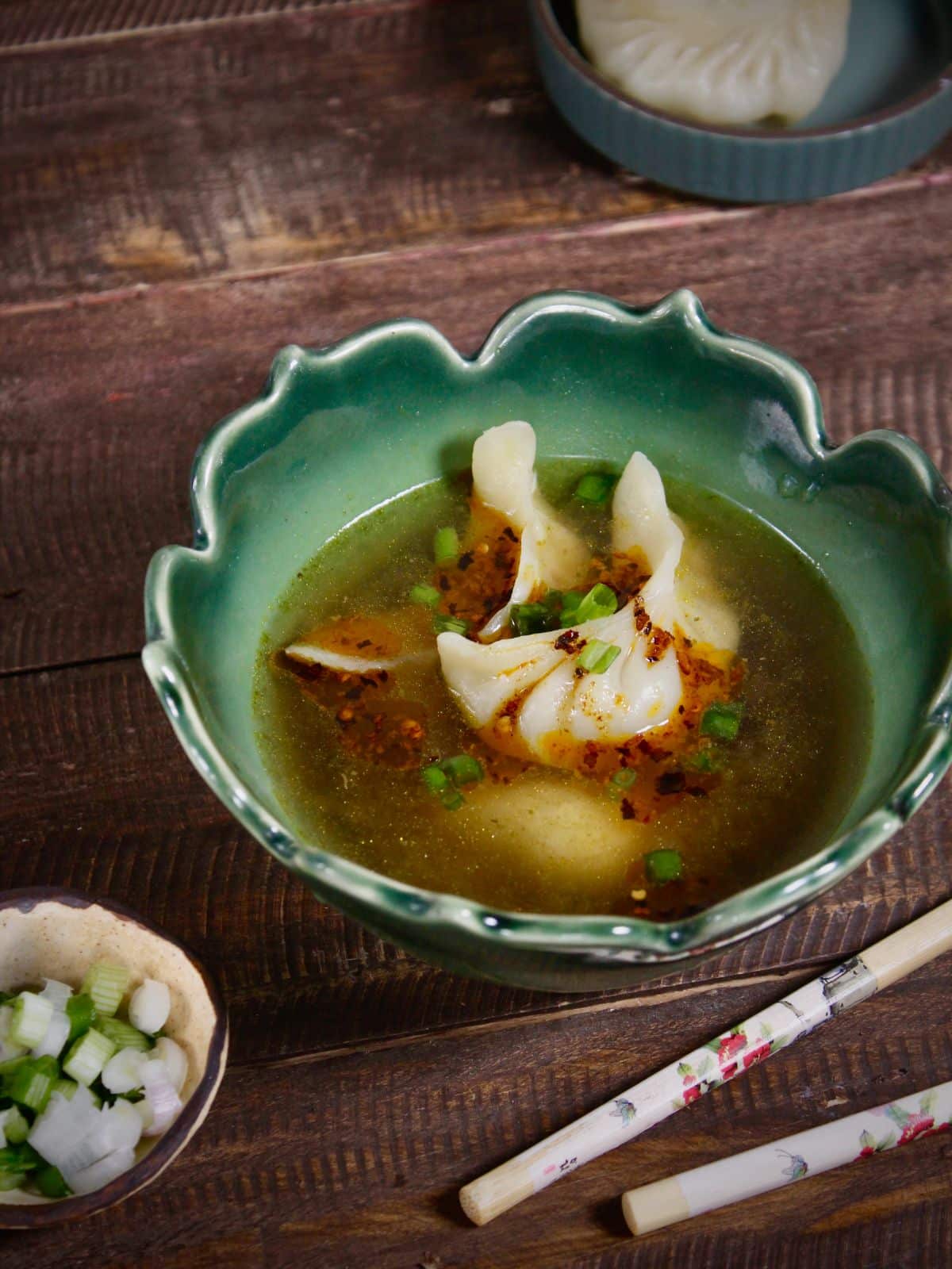 Spicy dumplings with warm broth