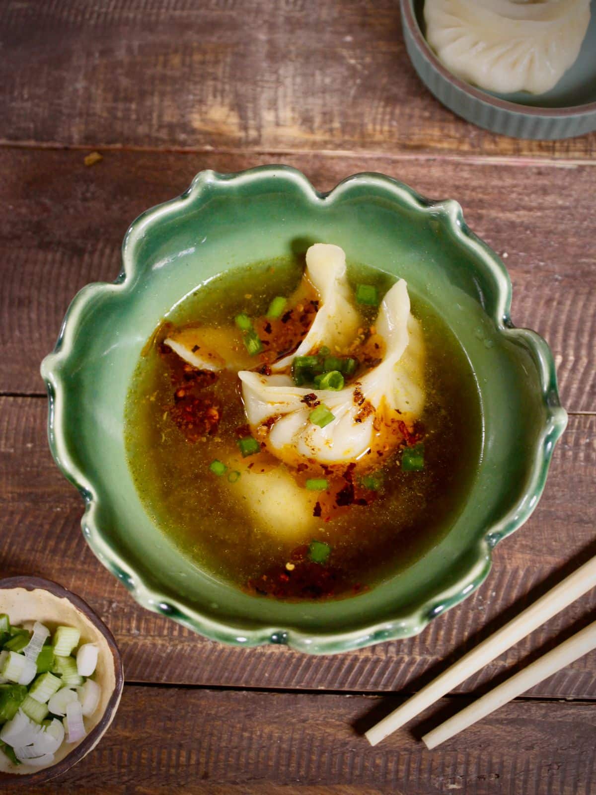 Super delicious dumplings with warm broth