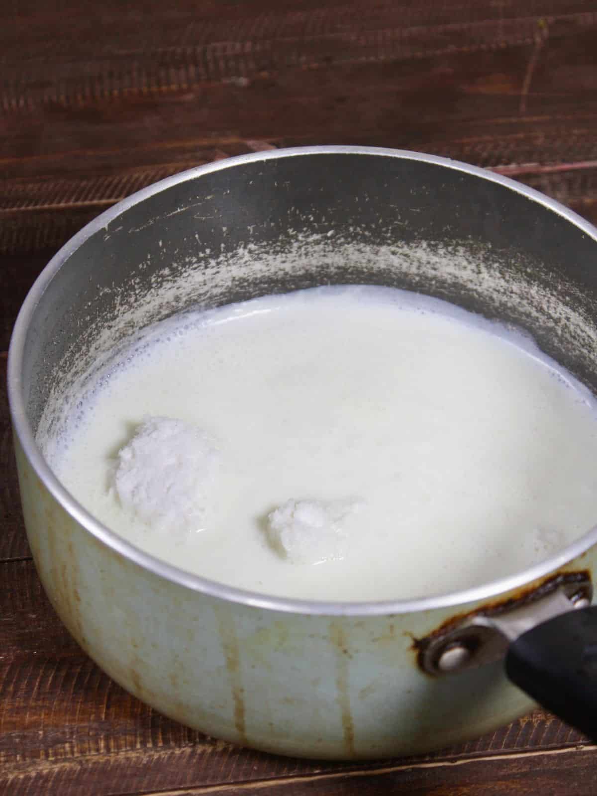 mix the corn flour mixture with the milk and boil 