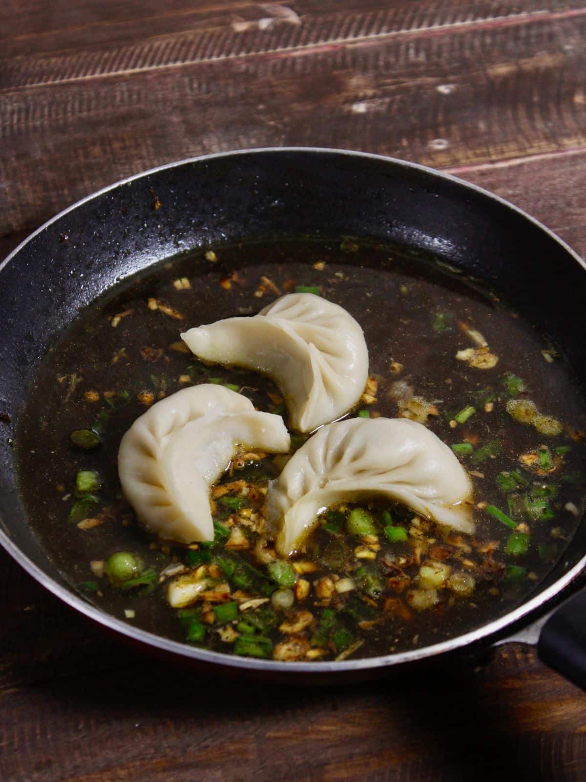 add thawed dumplings to the chicken soup 