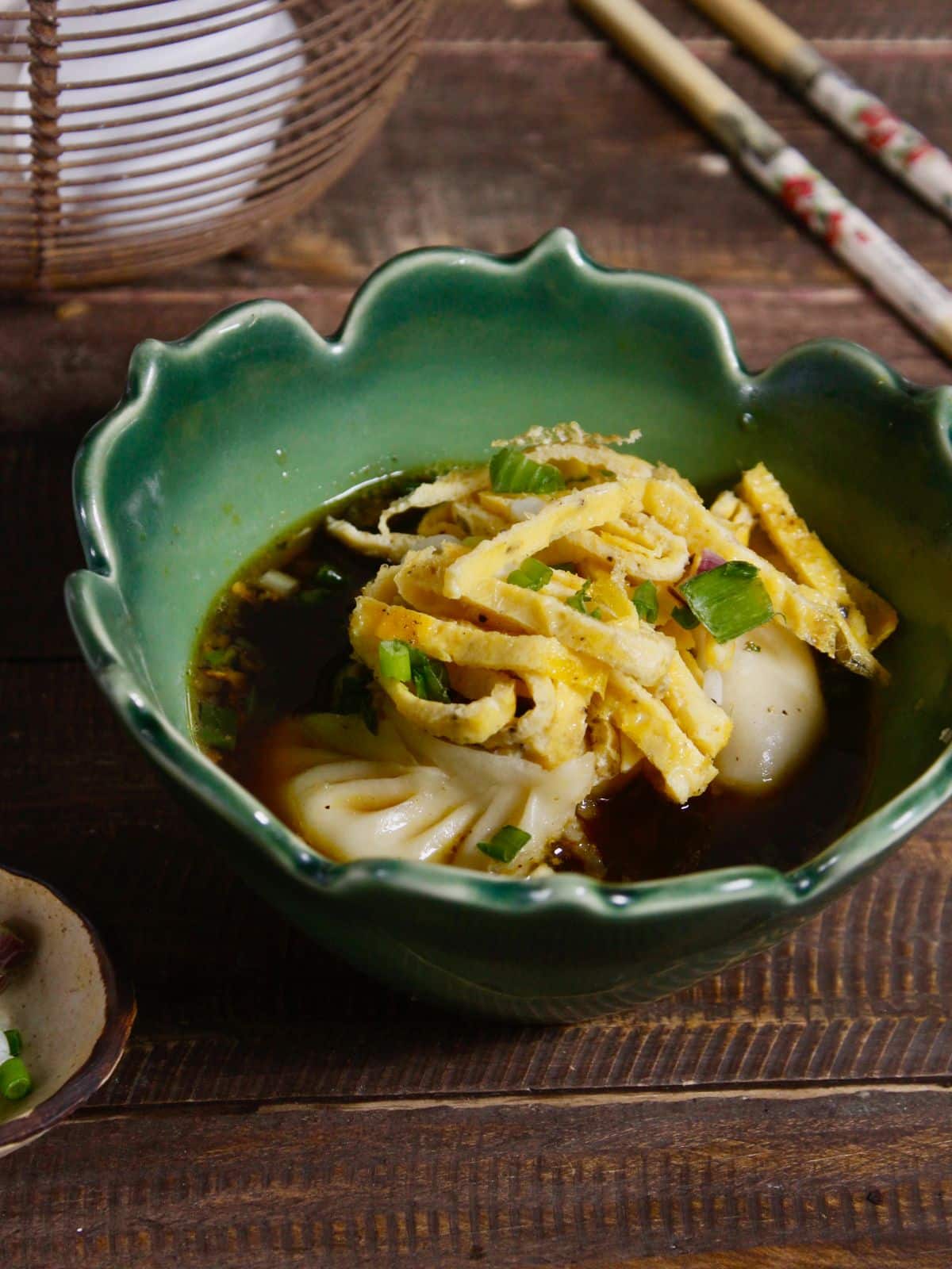 Side view image of Korean Dumpling Soup