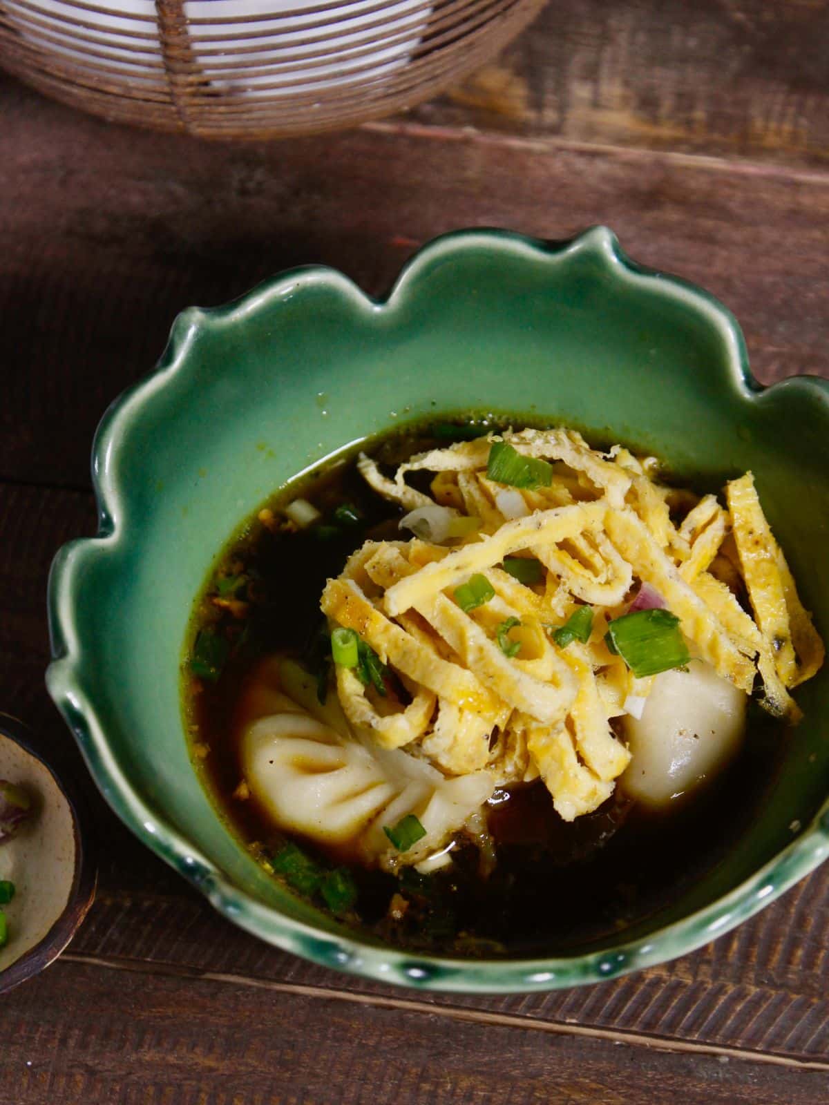 Top view of Korean Dumpling Soup