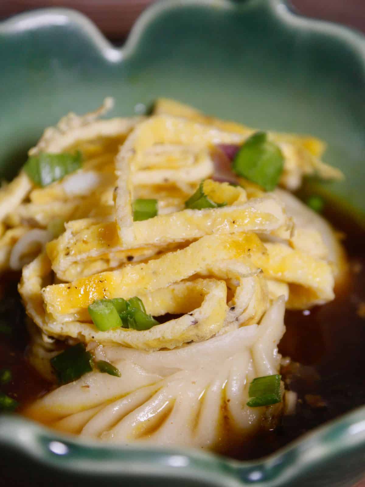 Super zoom in image of Korean Dumpling Soup 