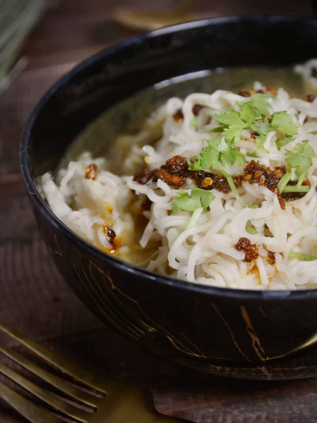 tasty lemongrass ginger vegetable broth in a bowl