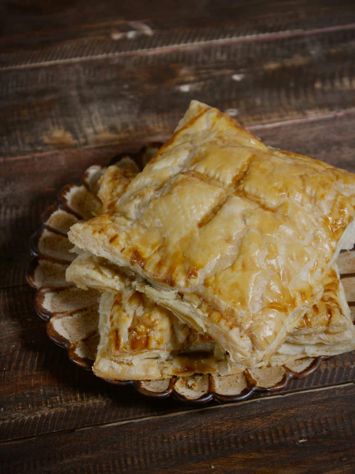 Enjoy spinach and corn puff pastry with tea or coffee