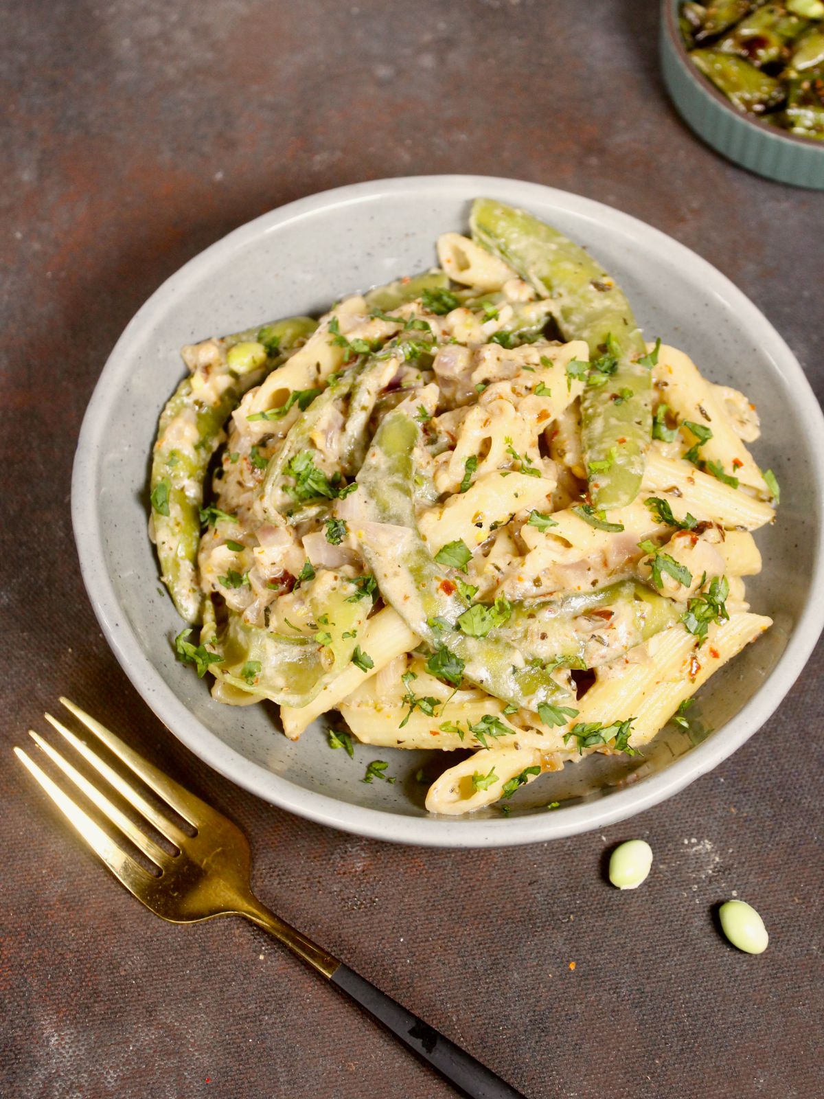 hot and spice broad beans pasta ready to enjoy 