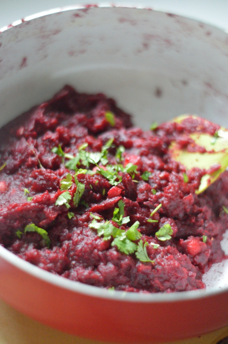 Air Fryer Veggie Cutlet mixture in a pot.