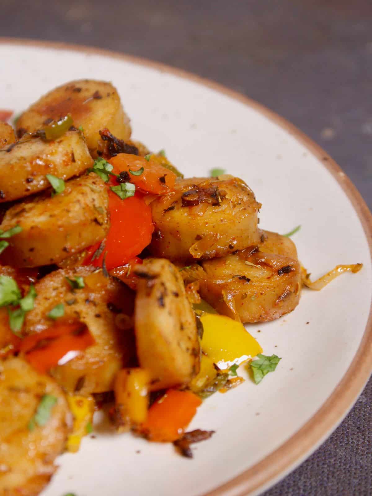 side view image of masala sausages