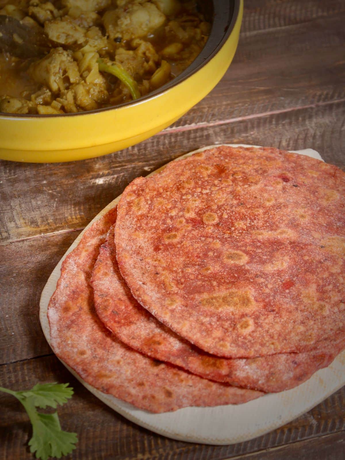 hot leftover beetroot pulp chapati
