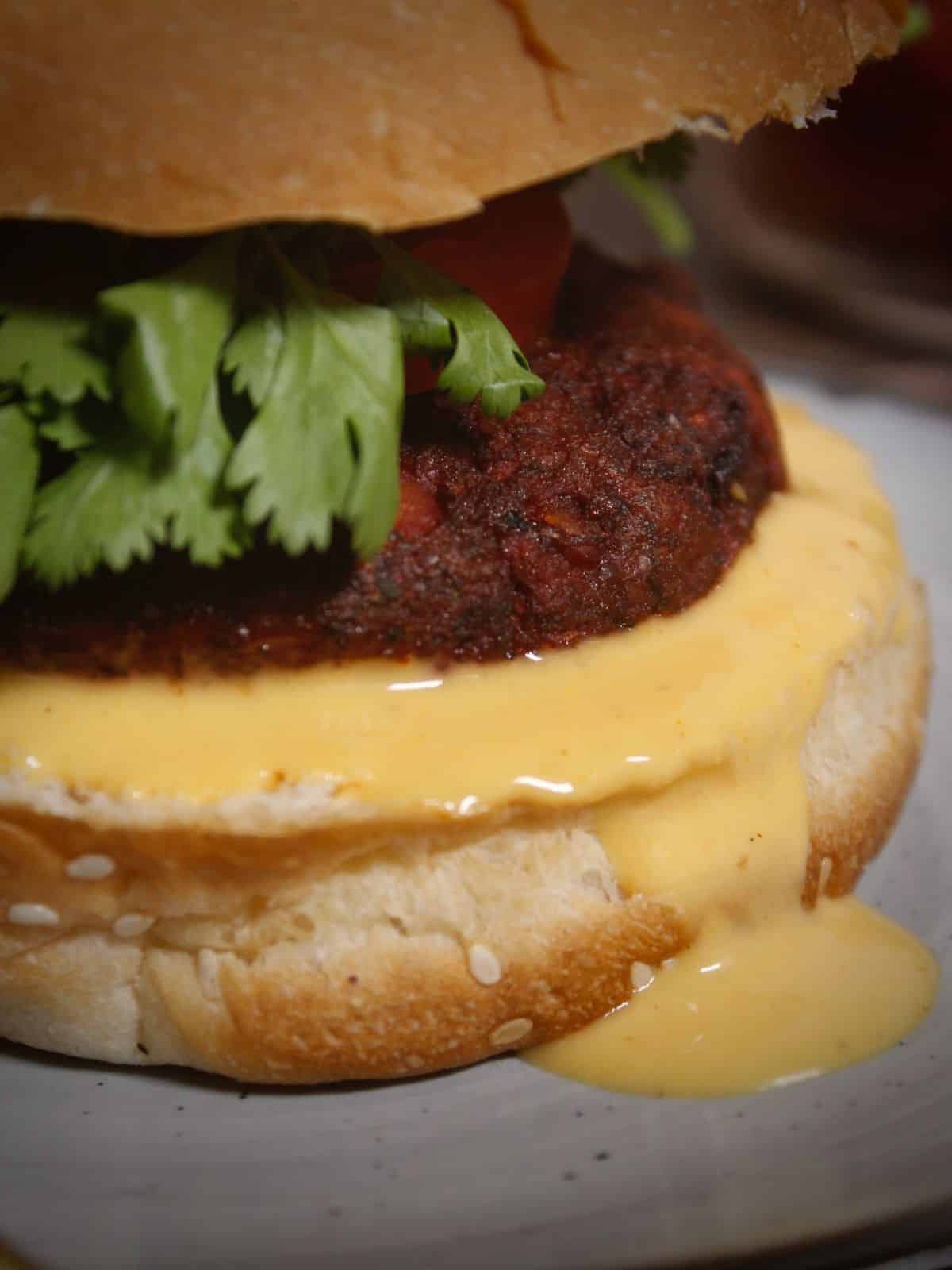 side zoom in image of juice pulp burger patties
