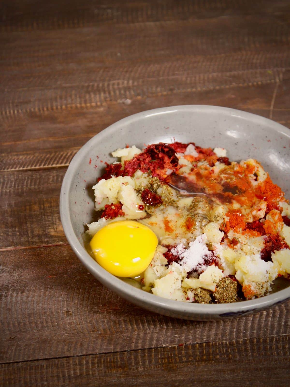 add all the ingredients of a patty in a bowl and mix well into a soft mixture 