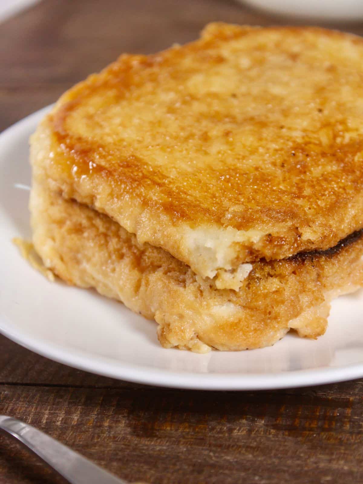 side view image of milk bread with caramel