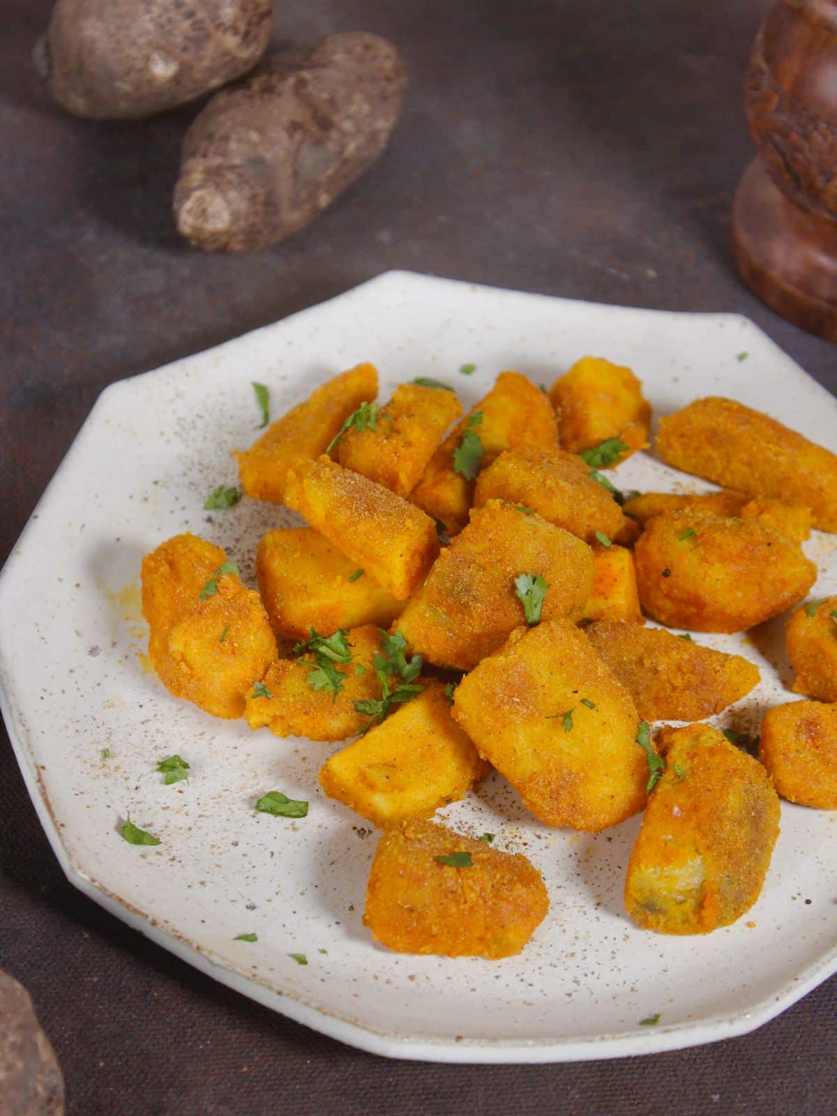 crunchy pan roasted crispy yam