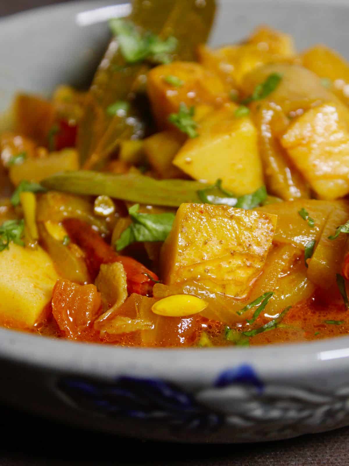 side view image of ripened cucumber curry