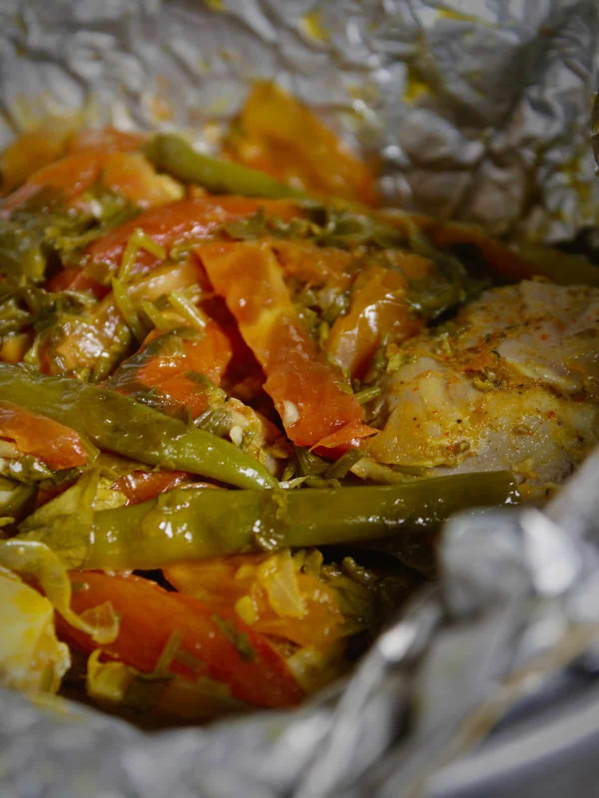 top view of steamed chicken