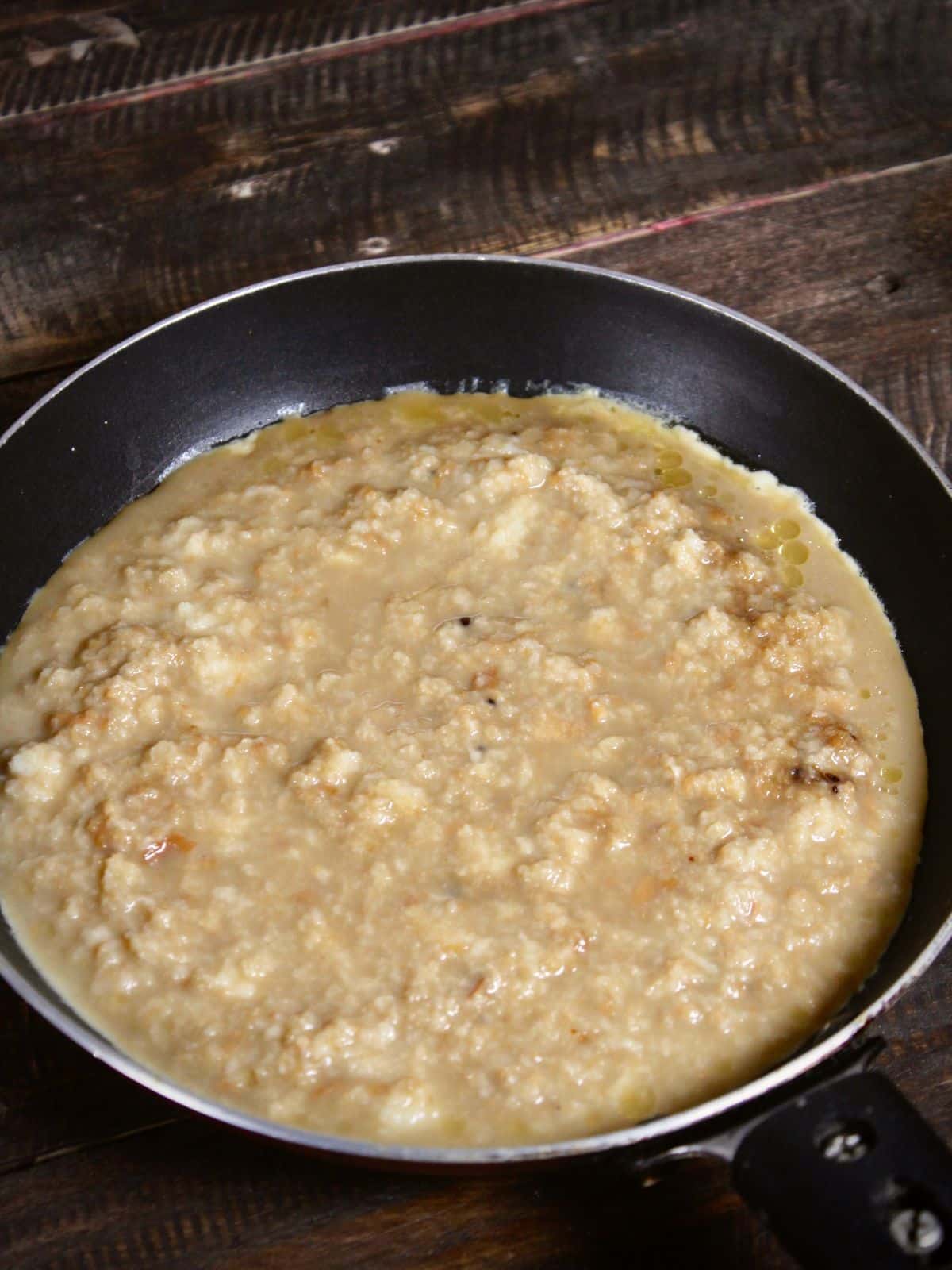 spread the egg mixture on the pan and fry on both the sides 