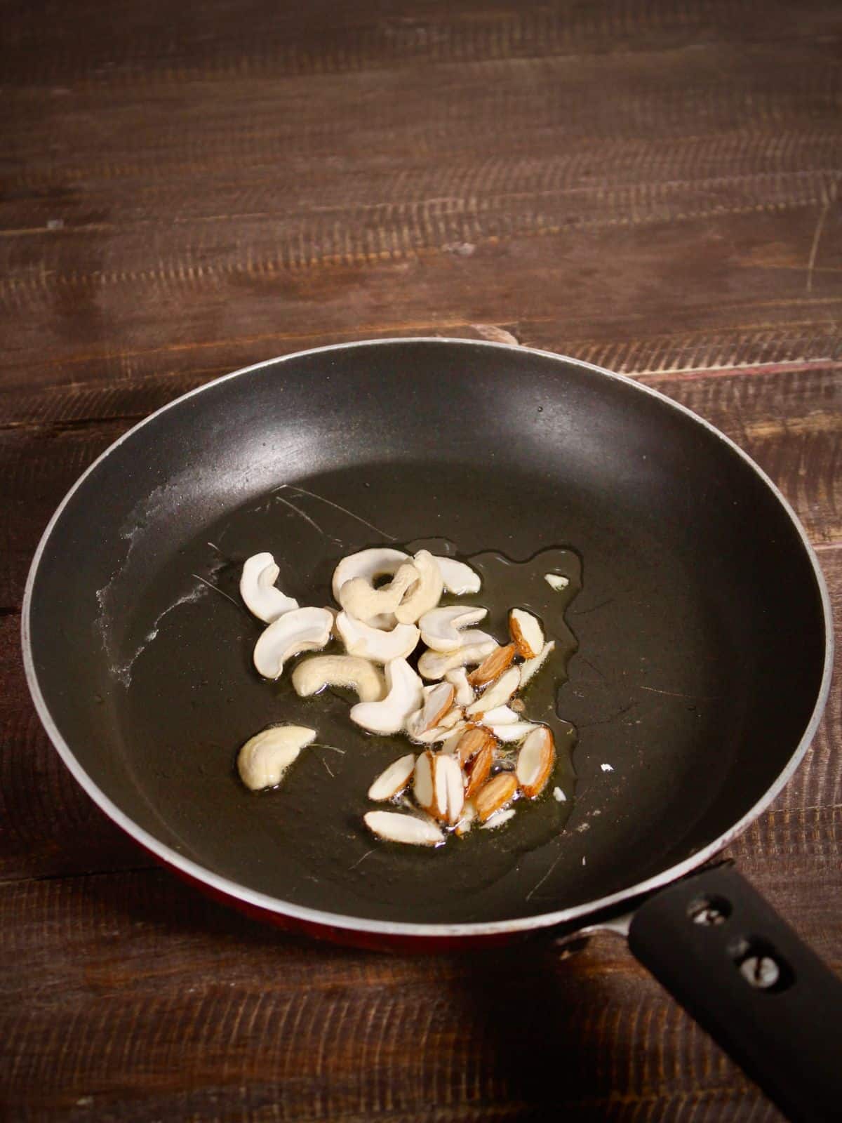 roast dry fruits in a pan with ghee 