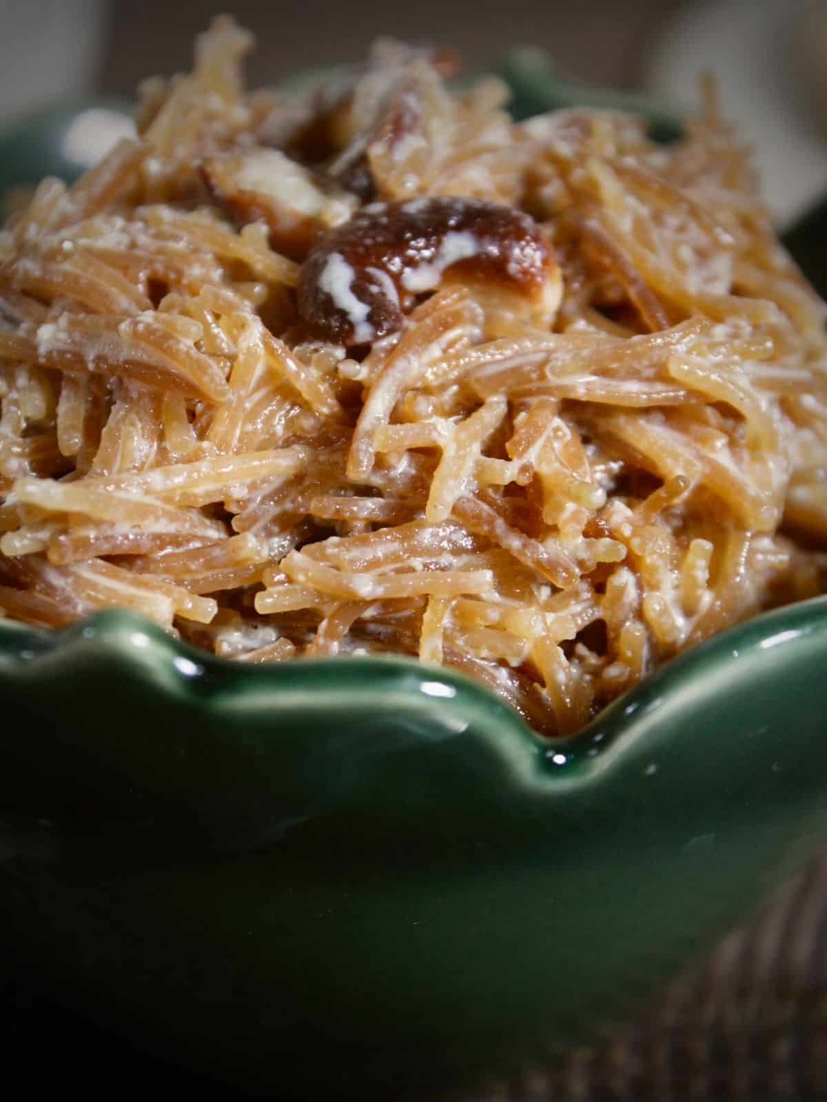 side view of vermicelli kheer