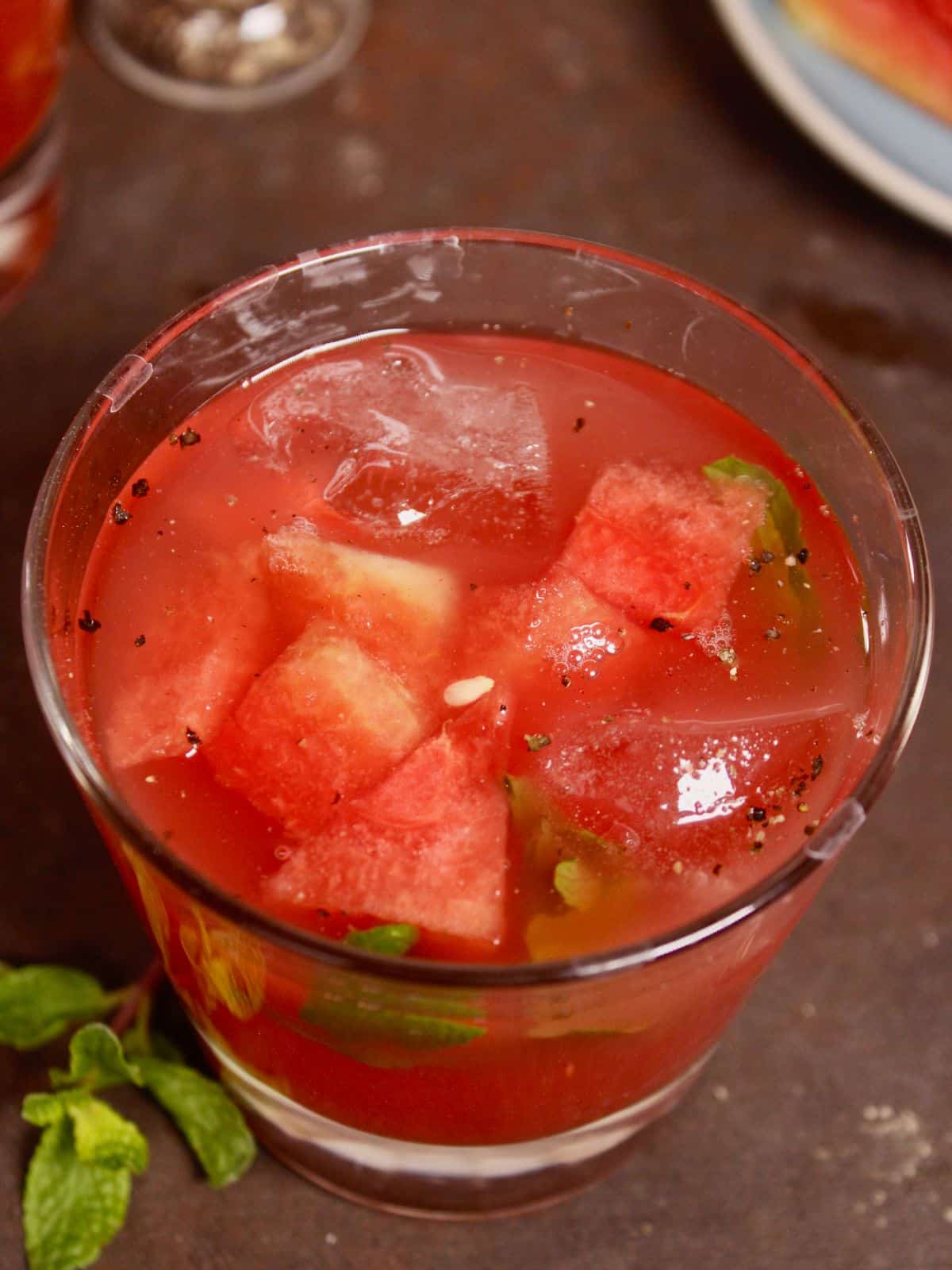 top view image of watermelon lemony mojito