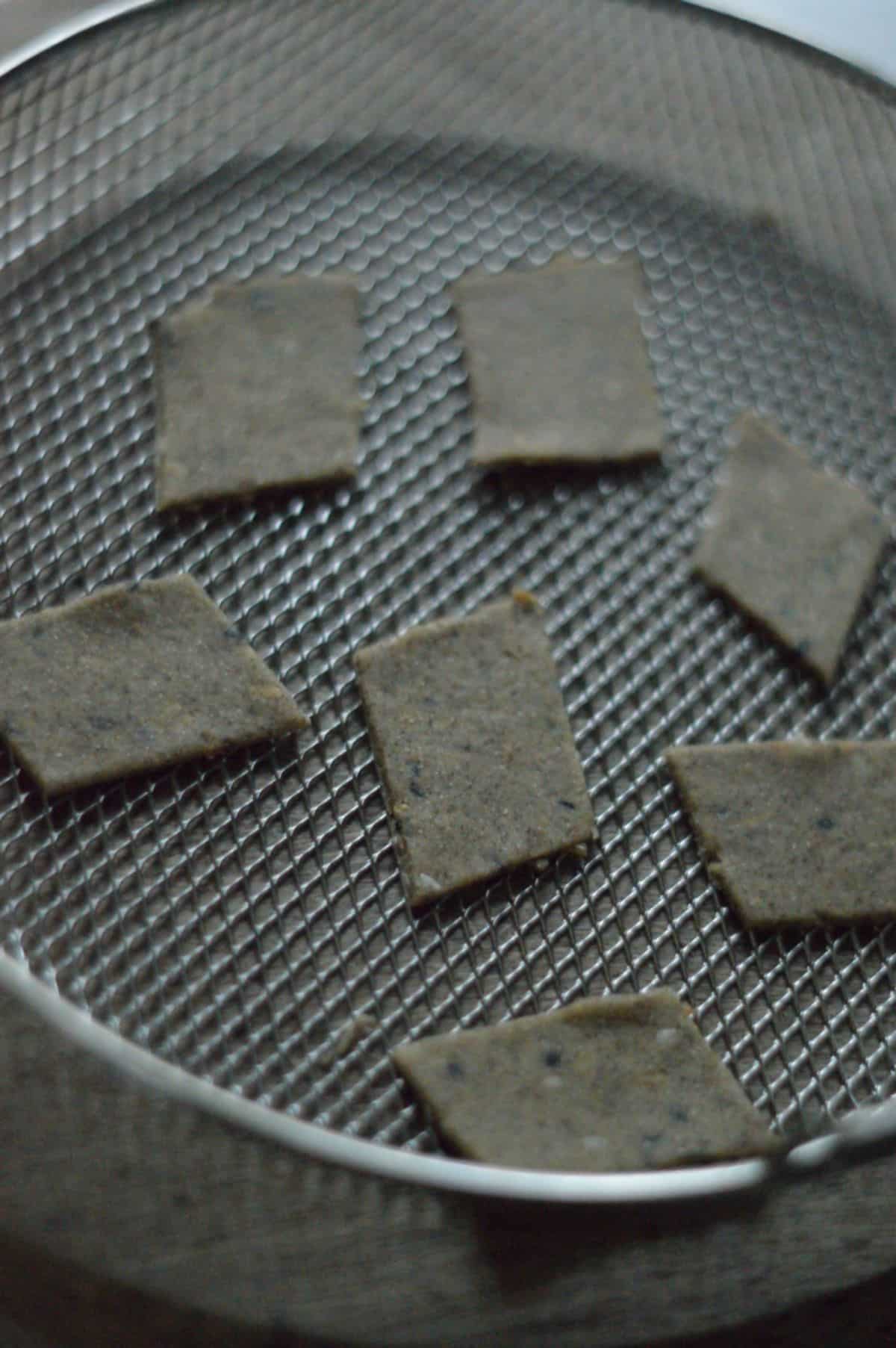 Air Fryer Crackers in a fryer basket.