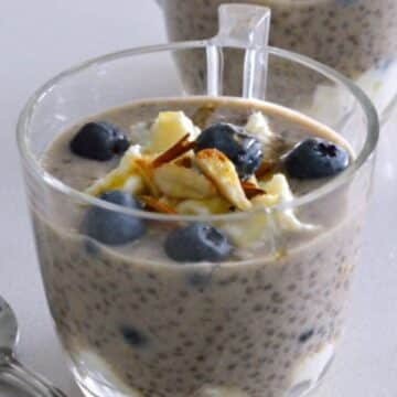 Coffee Chia Pudding in glass cups.