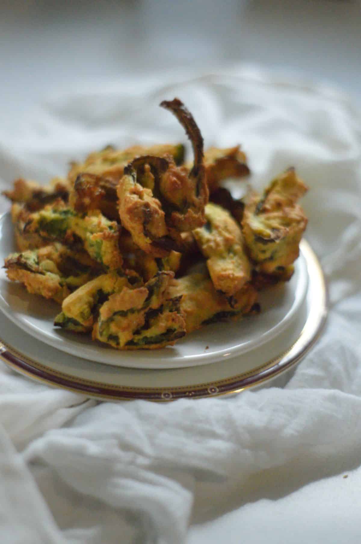 Air-Fryer Mirchi Vada on a white plate.