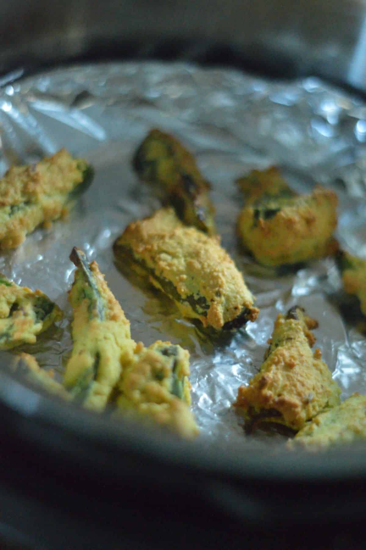 Mirchi vada in air-fried basket..