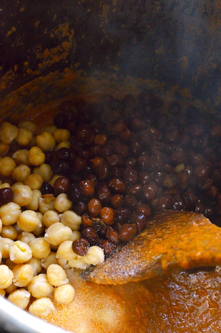 Mixed Chickpeas Curry ingredients in a pot.