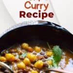 Mixed Chickpeas Curry Recipe pinterest image.