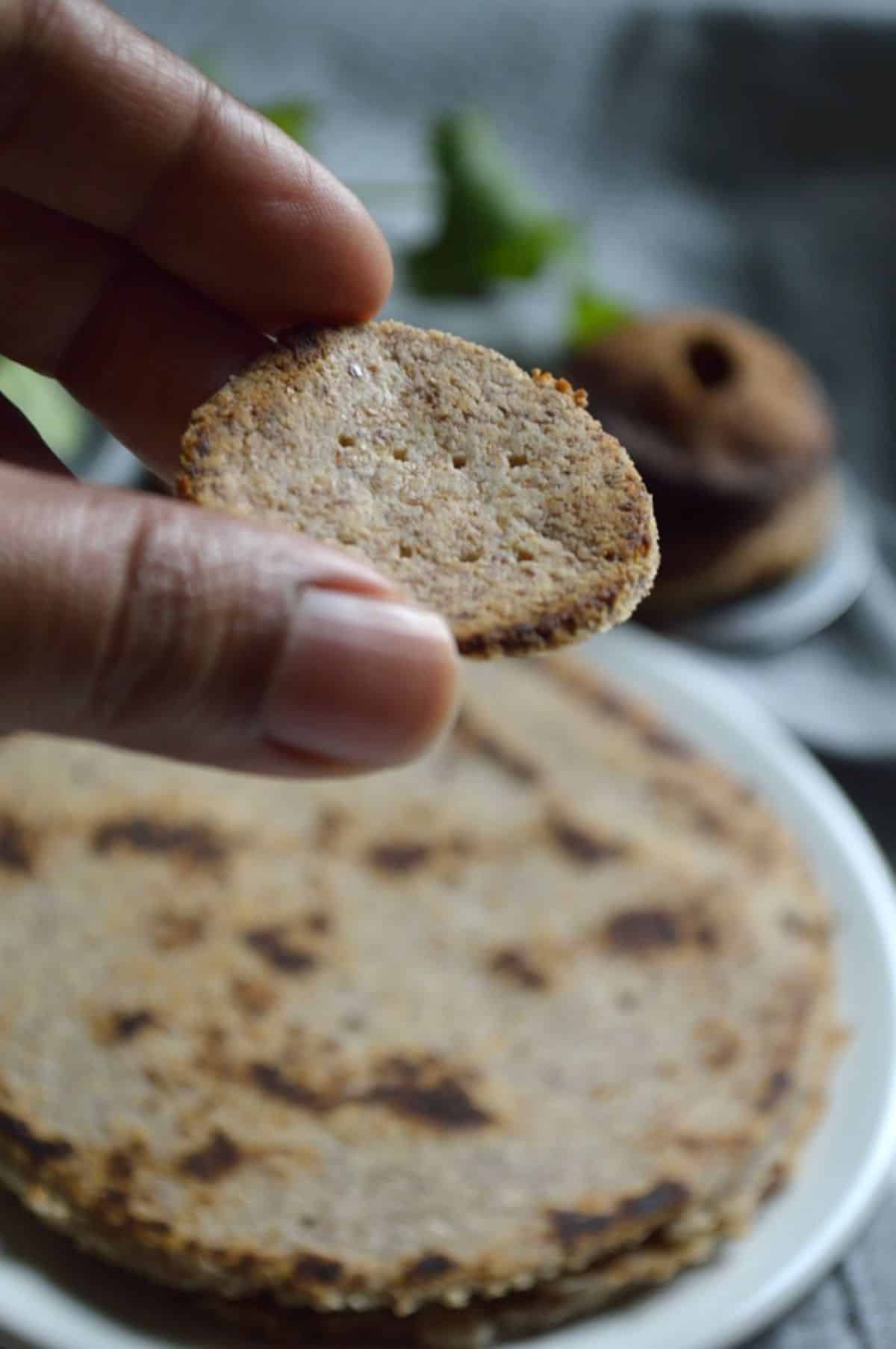 Multi-Purpose Keto Dough held by hand.