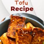 Pan-Fried Sesame Garlic Tofu Recipe pinterest image.