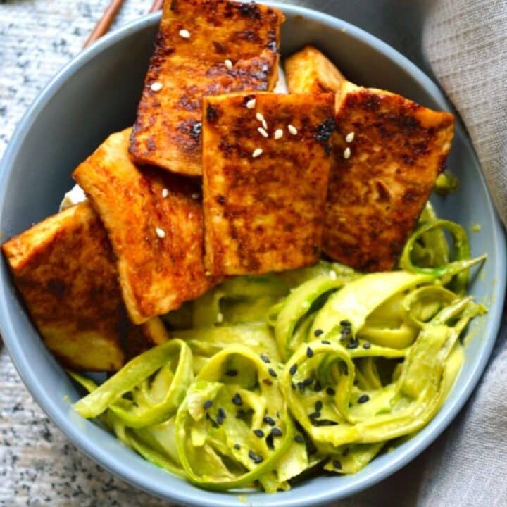 Pan-Fried Sesame Garlic Tofu Recipe - My Dainty Soul Curry