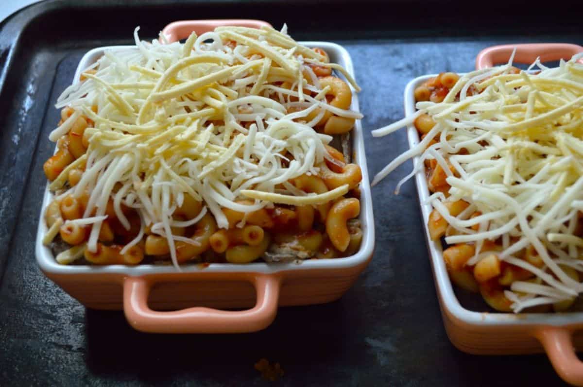 Pasta Eggplant Bake Casserole before final baking.