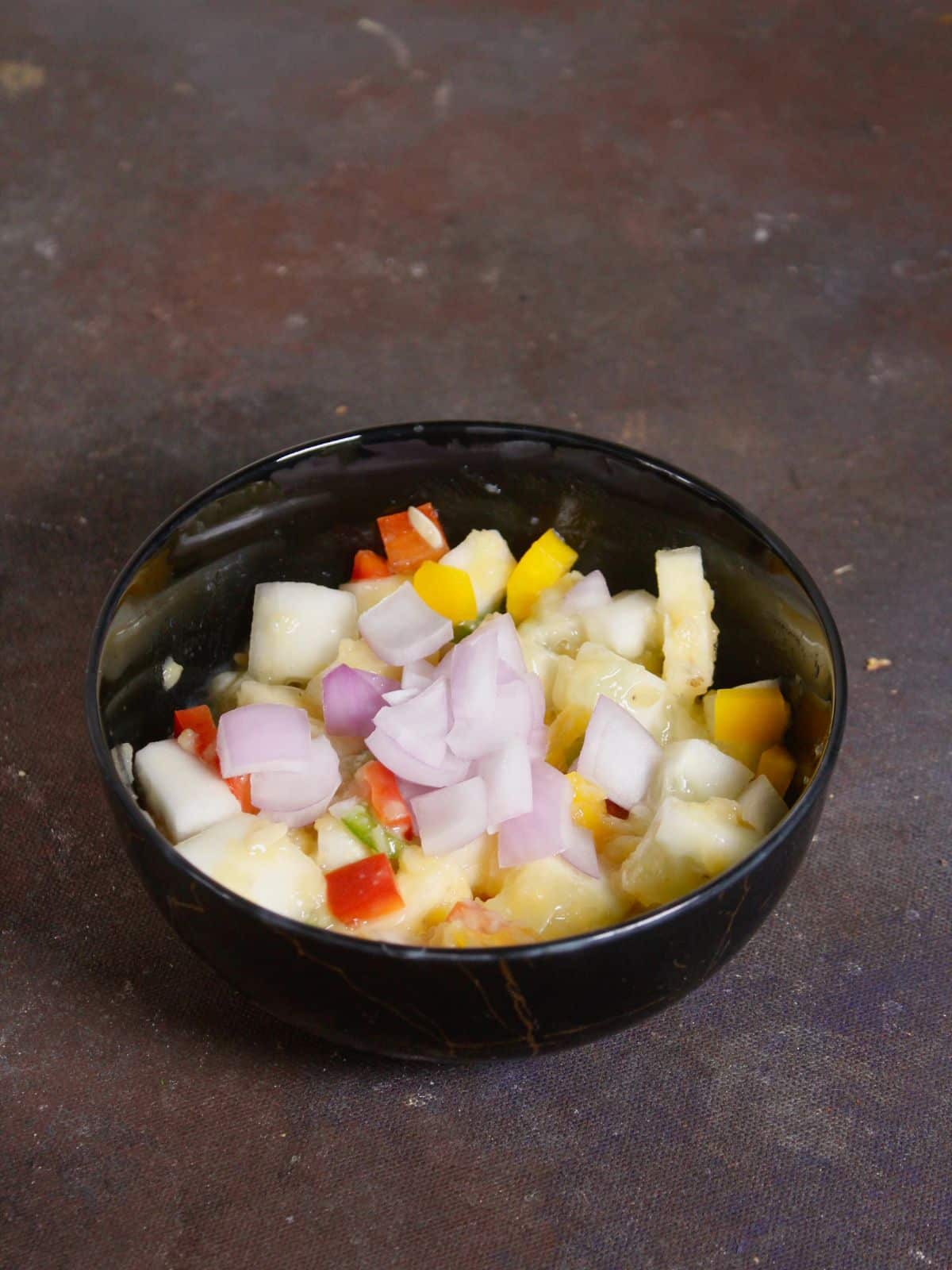 ingredients of cucumber bell pepper lentil salad