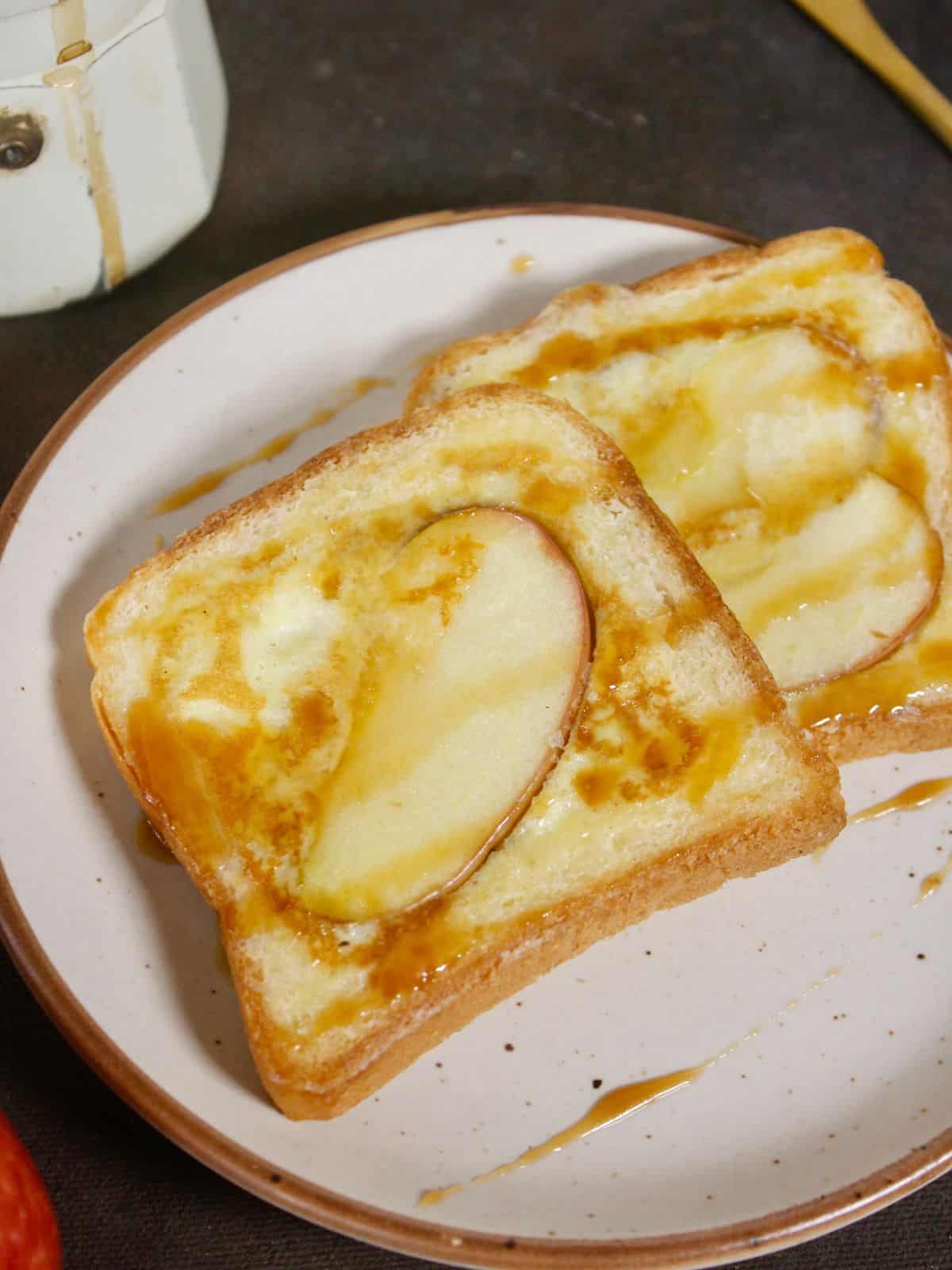 top view image of French toast with apple twist