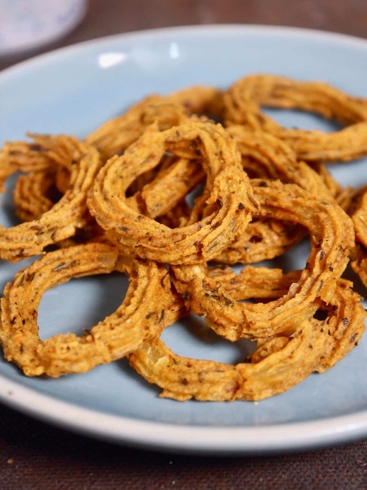 side view of crispy potato rings